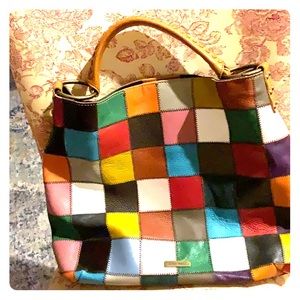 Leather patch handbag/ purse
